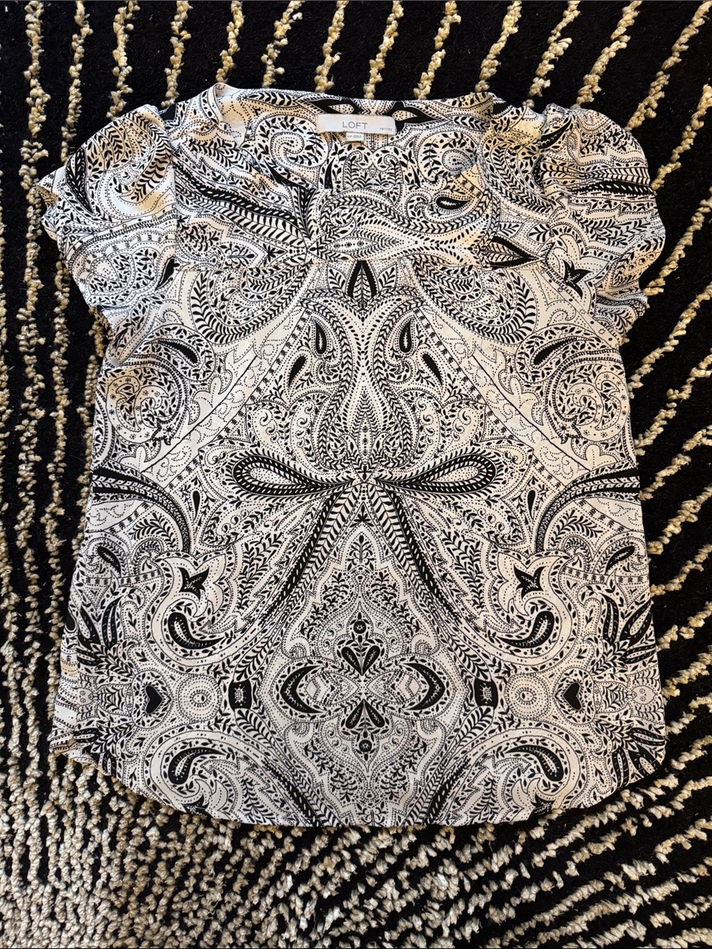 LOFT Black & White Paisley Blouse